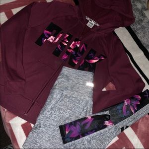 VS PINK Tropical Leggings and Full Zip Set